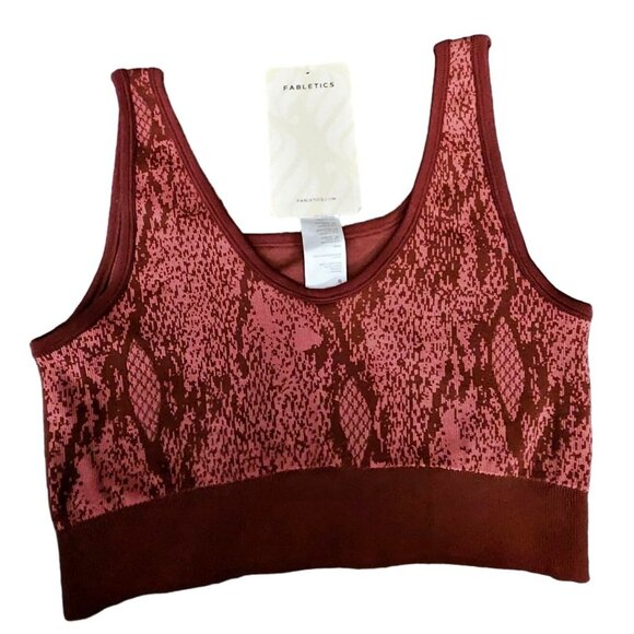 Fabletics Womens Snake Print Reversible Sports Bra S Brown & Pink Polyester/Elas - Picture 1 of 6